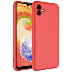 Kny Samsung Galaxy A04 Kilif Ici Suet Renkli Mara Lansman Silikon Kirmizi