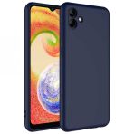 Kny Samsung Galaxy A04 Kilif Ici Suet Renkli Mara Lansman Silikon Lacivert