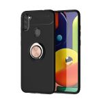 Kny Samsung Galaxy A11 Kilif Yuzuklu Manyetik Ravel Silikon Rose Gold
