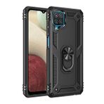 KNY Samsung Galaxy A12 Kılıf Ultra Korumalı Yüzüklü Manyetik Vega Kapak Siyah