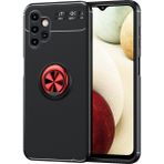 Kny Samsung Galaxy A13 4G Kilif Yuzuklu Manyetik Ravel Silikon Siyah - Kirmizi