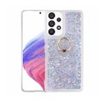 KNY Samsung Galaxy A13 Kılıf Sulu Simli Parlak Yüzüklü Milce Kapak Gri
