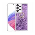 KNY Samsung Galaxy A13 Kılıf Sulu Simli Parlak Yüzüklü Milce Kapak Mor