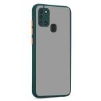 KNY Samsung Galaxy A21S Kılıf Kamera Korumalı Silikon Kenarlı Buzlu Hux Kapak Lacivert