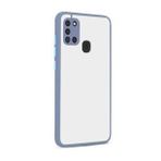KNY Samsung Galaxy A21S Kılıf Kamera Korumalı Silikon Kenarlı Buzlu Hux Kapak Mavi