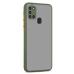 KNY Samsung Galaxy A21S Kılıf Kamera Korumalı Silikon Kenarlı Buzlu Hux Kapak Yeşil