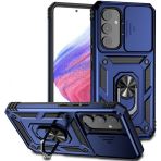 Kny Samsung Galaxy A24 Kilif Ultra Korumali Yuzuklu Manyetik Surgulu Vega Kapak Lacivert