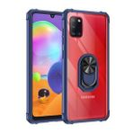 KNY Samsung Galaxy A31 Kılıf Renkli Silikon Kenarlı Yüzüklü Manyetik Mola Kapak Lacivert