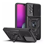 KNY Samsung Galaxy A33 Kılıf Ultra Korumalı Yüzüklü Manyetik Sürgülü Vega Kapak Siyah