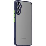 Kny Samsung Galaxy A34 Kilif Renkli Kenarli Arkasi Buzlu Kamera Korumali Hux Kapak Lacivert