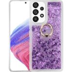 KNY Samsung Galaxy A53 Kılıf Sulu Simli Parlak Yüzüklü Milce Kapak Mor