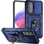 Kny Samsung Galaxy A54 Kilif Ultra Korumali Yuzuklu Manyetik Surgulu Vega Kapak Lacivert