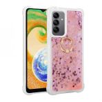 Kny Samsung Galaxy A54 Kilif Yuzuklu Ici Simli Hareketli Sivili Milce Silikon Pembe