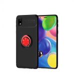 Kny Samsung Galaxy M01 Core Kilif Yuzuklu Manyetik Ravel Silikon Siyah - Kirmizi