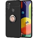 Kny Samsung Galaxy M11 Kilif Yuzuklu Manyetik Ravel Silikon Rose Gold