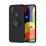 KNY Samsung Galaxy M11 Kılıf Yüzüklü Manyetik Ravel Silikon Siyah