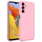 Kny Samsung Galaxy M14 Kilif Ici Suet Kamera Korumali Lansman Silikon Pembe