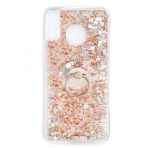 Kny Samsung Galaxy M20 Kilif Simli Sivili Kalpli Yuzuklu Milce Kapak Gold