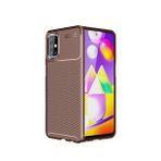 KNY Samsung Galaxy M51 Kılıf Karbon Desenli Lux Negro Silikon Kahverengi