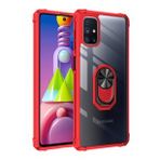 KNY Samsung Galaxy M51 Kılıf Renkli Silikon Kenarlı Yüzüklü Manyetik Mola Kapak Kırmızı