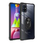 KNY Samsung Galaxy M51 Kılıf Renkli Silikon Kenarlı Yüzüklü Manyetik Mola Kapak Siyah