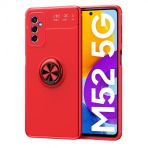 Kny Samsung Galaxy M52 Kılıf Yüzüklü Manyetik Ravel Silikon - Kırmızı