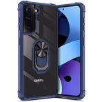 KNY Samsung Galaxy S21 Plus Kılıf Yüzüklü Manyetik Şeffaf Mola Kapak Lacivert