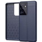 KNY Samsung Galaxy S21 Ultra Kılıf Deri Desenli Lux Niss Silikon Lacivert