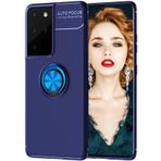 KNY Samsung Galaxy S21 Ultra Kılıf Yüzüklü Manyetik Ravel Silikon Lacivert