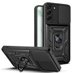 Kny Samsung Galaxy S23 Plus Kilif Ultra Korumali Yuzuklu Manyetik Surgulu Vega Kapak Siyah