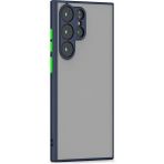 Kny Samsung Galaxy S23 Ultra Kilif Renkli Kenarli Arkasi Buzlu Kamera Korumali Hux Kapak Lacivert