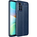 Kny Xiaomi Redmi 10 Kılıf Deri Desenli Lux Niss Silikon Lacivert
