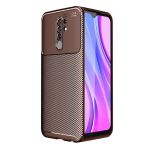 KNY Xiaomi Redmi 9 Kılıf Karbon Desenli Lux Negro Silikon Kahverengi