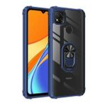 KNY Xiaomi Redmi 9C Kılıf Silikon Kenarlı Renkli Yüzüklü Manyetik Mola Kapak Lacivert