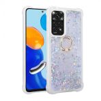 Kny Xiaomi Redmi Note 11S Kilif Simli Sivili Kalpli Yuzuklu Milce Kapak Gri