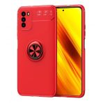 KNY Xiaomi Redmi Note 9 4G Kılıf Yüzüklü Manyetik Ravel Silikon Kırmızı