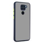 KNY Xiaomi Redmi Note 9 Kılıf Silikon Kenarlı Kamera Korumalı Buzlu Hux Kapak Lacivert