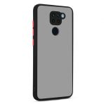 KNY Xiaomi Redmi Note 9 Kılıf Silikon Kenarlı Kamera Korumalı Buzlu Hux Kapak Siyah