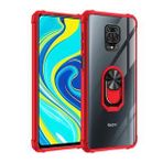 KNY Xiaomi Redmi Note 9S Kılıf Renkli Silikon Kenarlı Yüzüklü Manyetik Mola Kapak Kırmızı