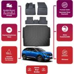 Ko Kaliteoto Peugeot 3008 2019 Model Alt Bagaj Havuzu+4d Araca Özel Havuzlu Paspas Takımıı Maxii - Siyah