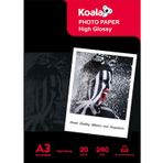 Koala Inkjet parlak fotoğraf kağıdı DIN A3, 240 g/m², 20 yaprak, Canon HP Epson mürekkep püskürtmeli yazıcı için
