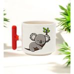 Koala Tasarımlı Kırmızı T Kulplu Seramik Baskılı Kupa Bardak 250 ml - 1 Adet