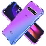 KOARWVC LG V60 ThinQ 5G / LG V60 / LM-V600 için Kılıf, Kristal Netliğinde Kılıf Gradyan İnce Çizilmez TPU Darbeye Dayanıklı Koruyucu Telefon Kılıfı, Kablosuz Şarj Uyumlu, Mor/Mavi