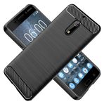 KOARWVC Nokia 6 Kılıfı, Nokia 6 (2017) TA-1021 TA-1033 Kılıfı Karbon Fiber Darbeye Dayanıklı Dayanıklı Kalkan Çizilmez Yumuşak TPU Arka Kapak Kılıfları Nokia 6 (Siyah)