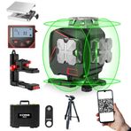 Kobb KBL36GTP Profesyonel Li-ion Şarjlı 4x360 Derece LCD Ekran Otomatik Hizalamalı Yeşil Çapraz Çizgi Lazer Distomat + Uzaktan Kumanda + Tripod + Taşıma Çantası