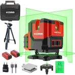 Kobb KBL41GTP 30M 4X90⁰/1X360⁰ Otomatik Hizalamalı Li-Ion Çift Akü Profesyonel Yeşil Çizgi Lazer Distomat + Tripod - Kırmızı