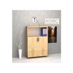 Kobiç Ofis Dosya Dolabı Kilitli Yarım Kapak Suntalam Dolap 70X35X115 Cm (Meşe)
