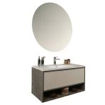 Kobos Elegant 100 Cm Banyo Dolabı Seti Grey Oak + Vanilya