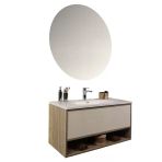 Kobos Elegant 100 Cm Banyo Dolabı Seti Light Walnut + Luna