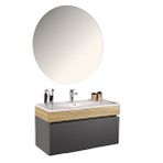 Kobos Harmony 100 Cm Banyo Dolabı Seti Füme + Meguro Antrasit